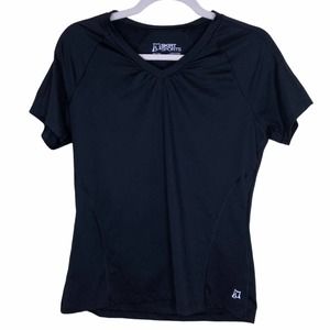 SKIRTSPORTS | Black Top Liberty Workout Short Sleeve Tee V-Neck XS